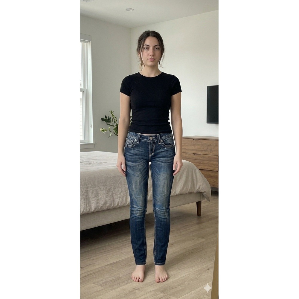 Rock Revival Jessica Skinny Jeans Woman's Size 28 Blue Denim Distressed